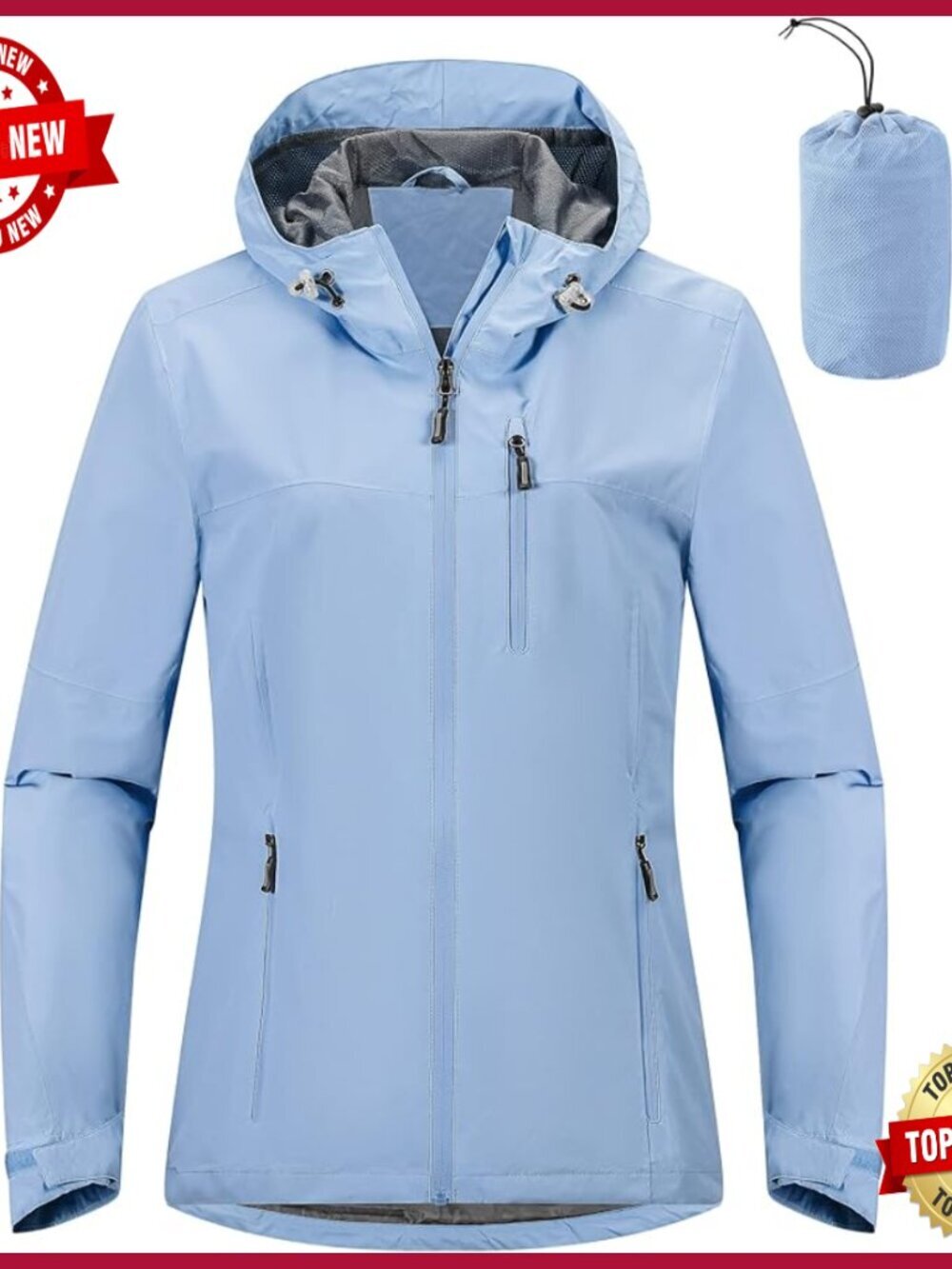 Lightweight Waterproof Rain Jacket with Hood Packable for Cycling Running